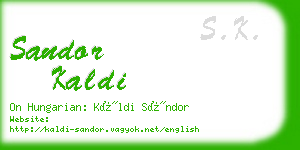 sandor kaldi business card